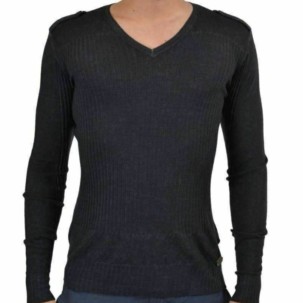 Just Cavalli Men's Gray 100% Wool V-Neck  Sweater